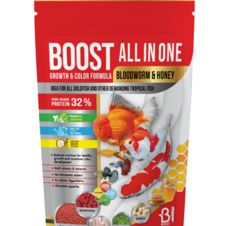 BOOST ALL IN ONE Bloodworm & Honey อาหารปลาผสมหนอนแดงและน้ำผึ้ง (เม็ดลอย) สำหรับปลาสวยงามทุกประเภท